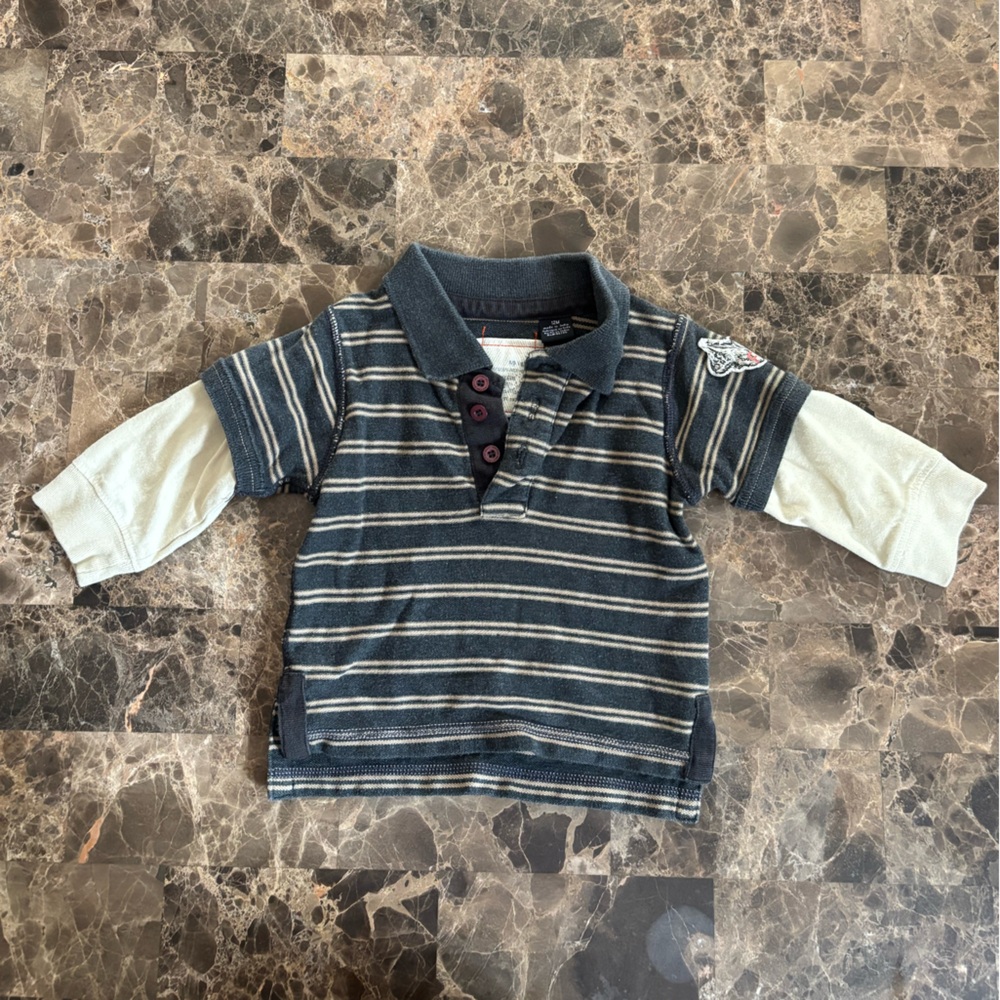 Striped Long Sleeve Henley Shirt